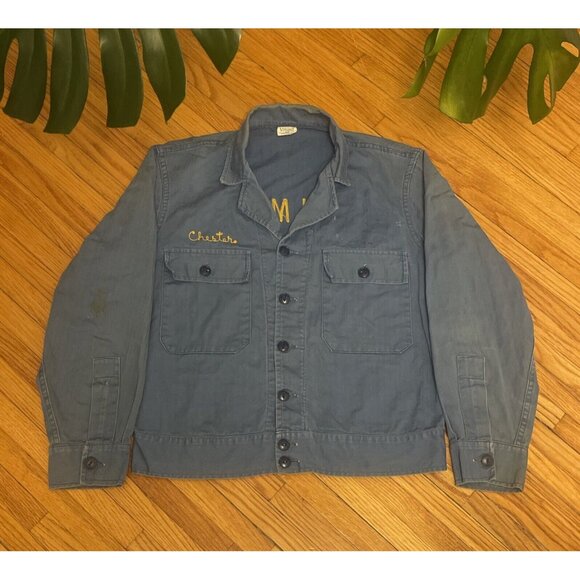 Vintage 50s Size 44 Voisinet Adelmans Chain Sitch Sanforized Union Chore Jacket - Picture 1 of 13